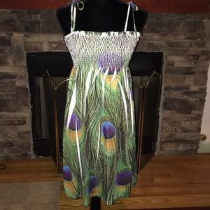 Striking Peacock spaghetti strap dress